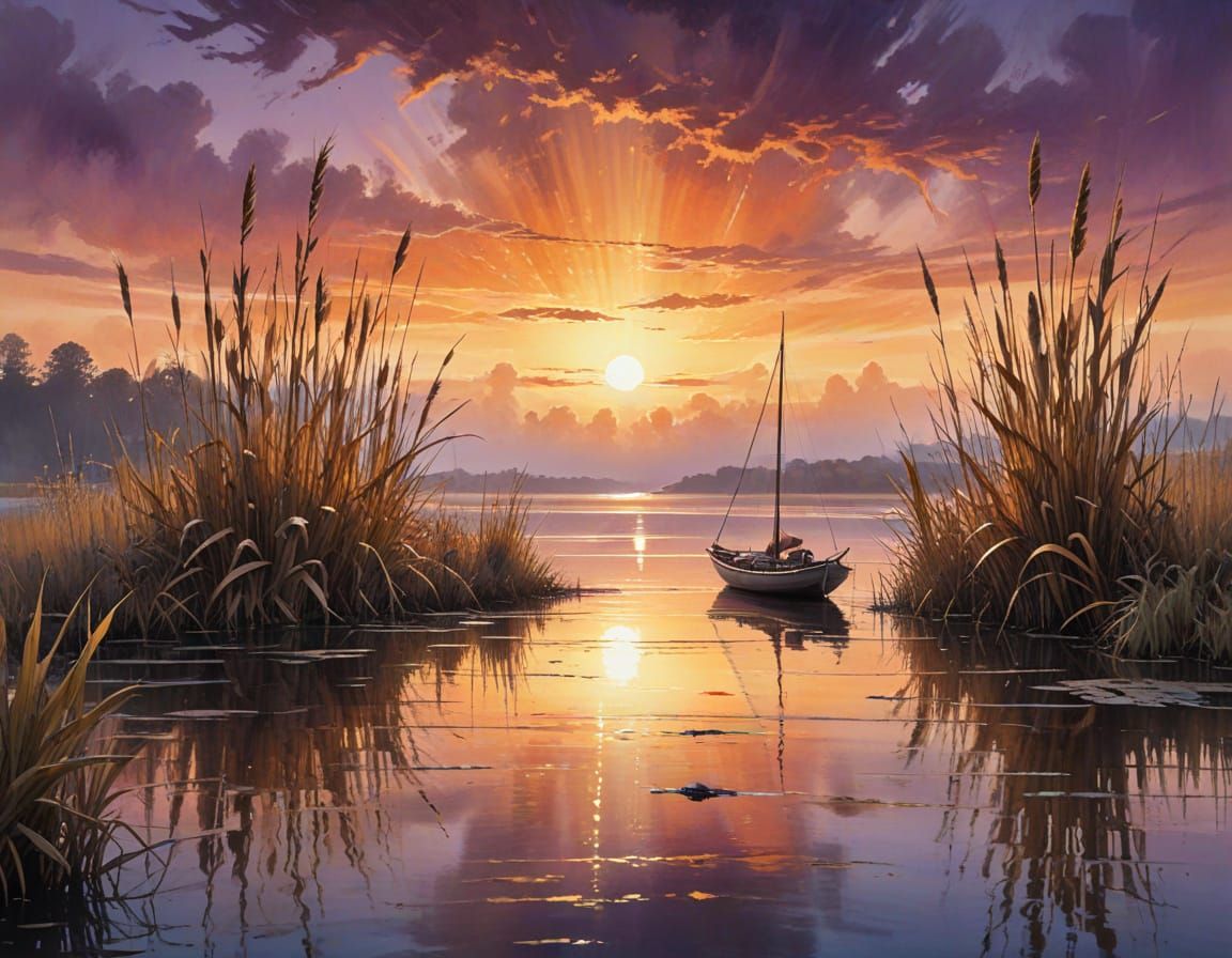 Estuary Sunset in Wet-on-Wet Watercolor