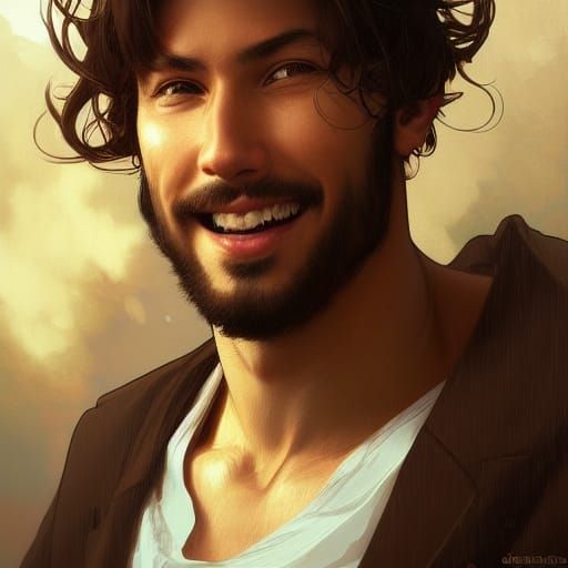 Handsome Man Portrait in Hyperdetailed Digital Art