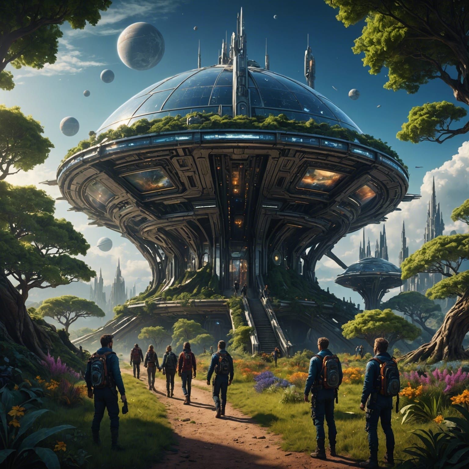 Cosmic Crew in Starship Arboretum Fantasy