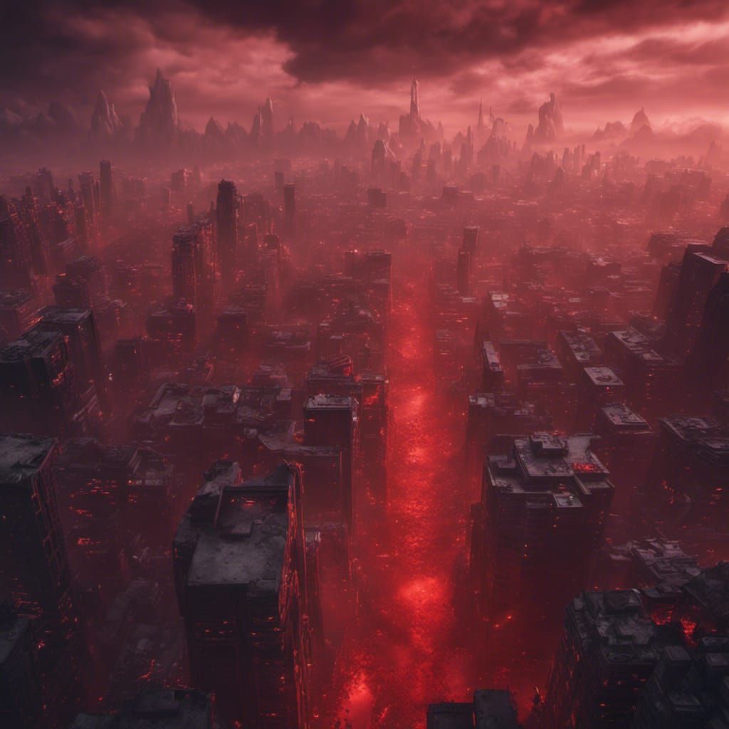 Ominous Red Fog Descends on Modern City