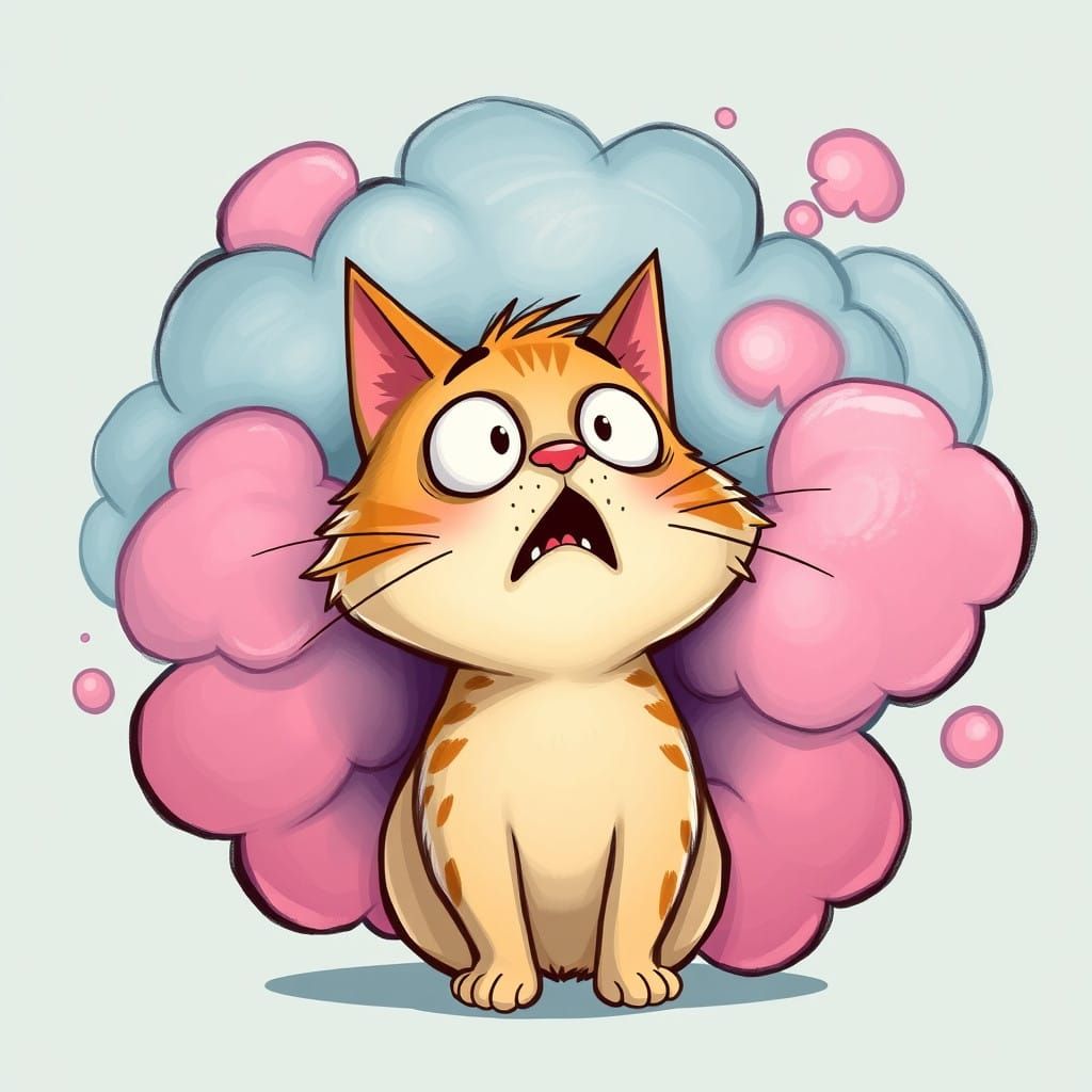 Surprised Cat in a Cloud of Whimsical Flatulence