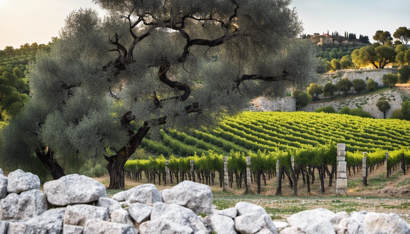 Croatian Vineyards and Olive Groves Landscape