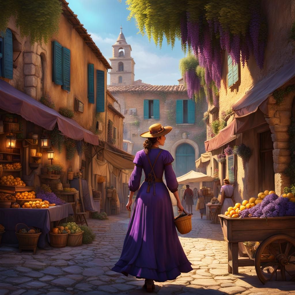 Provençal Market in Dark Fantasy Style