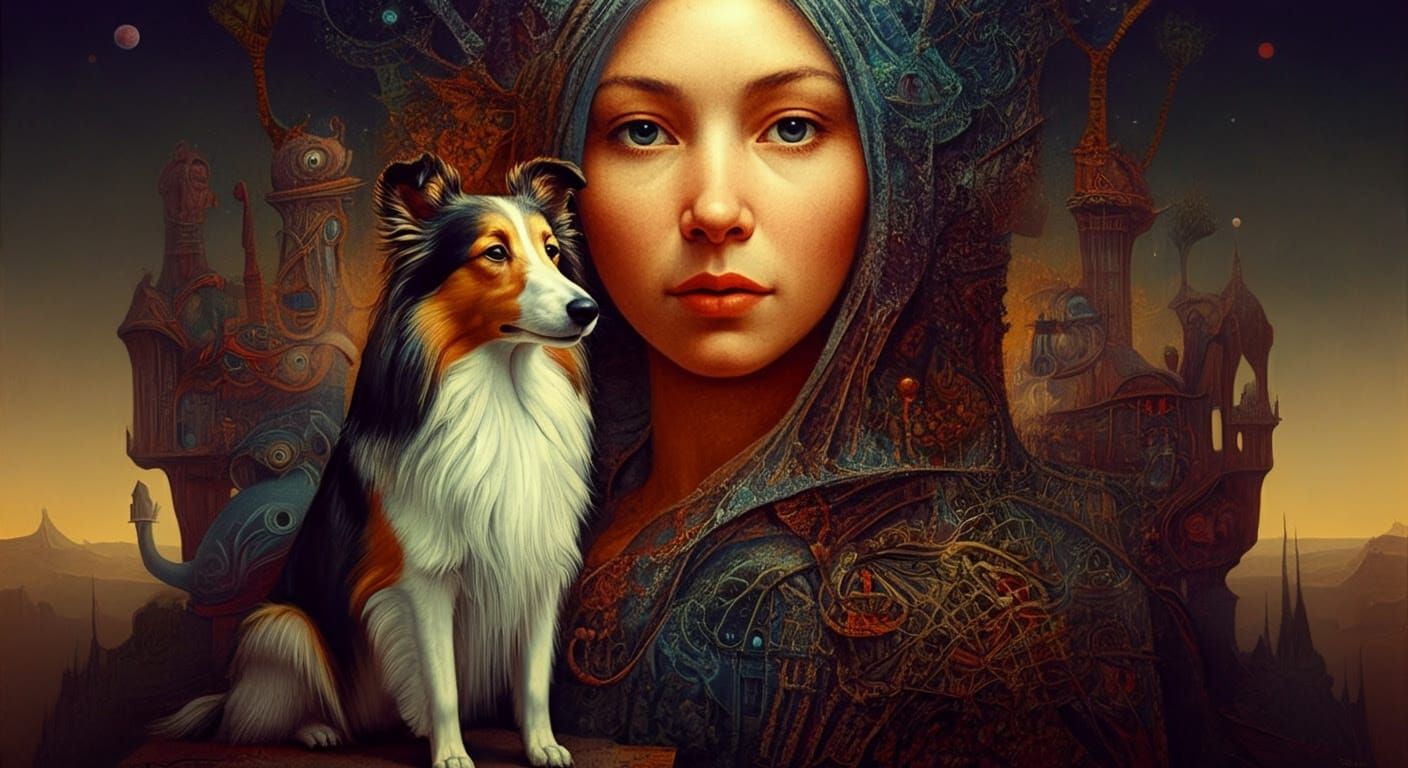 Surreal Hollywood Scene as Oil Painting