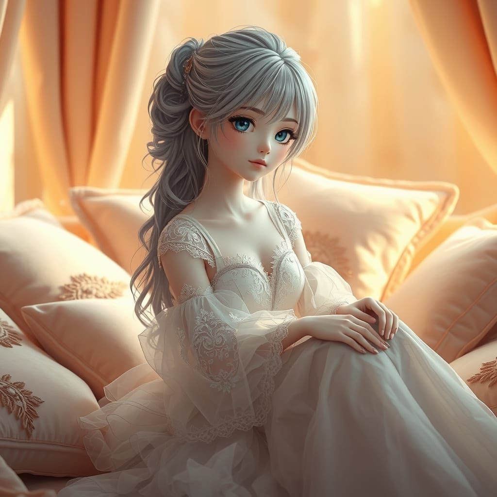 Ethereal Gothic Princess in Plush Sanctuary