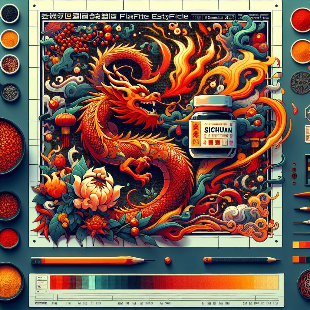 Sichuan Spice: A Flat-Style Illustration with Chinese Aesthe...