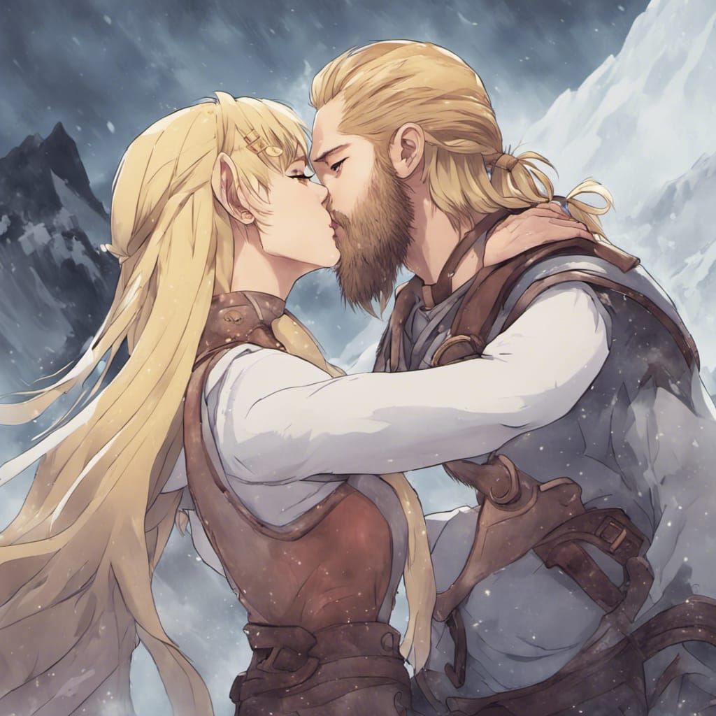 Viking Wedding Kiss in Anime Style