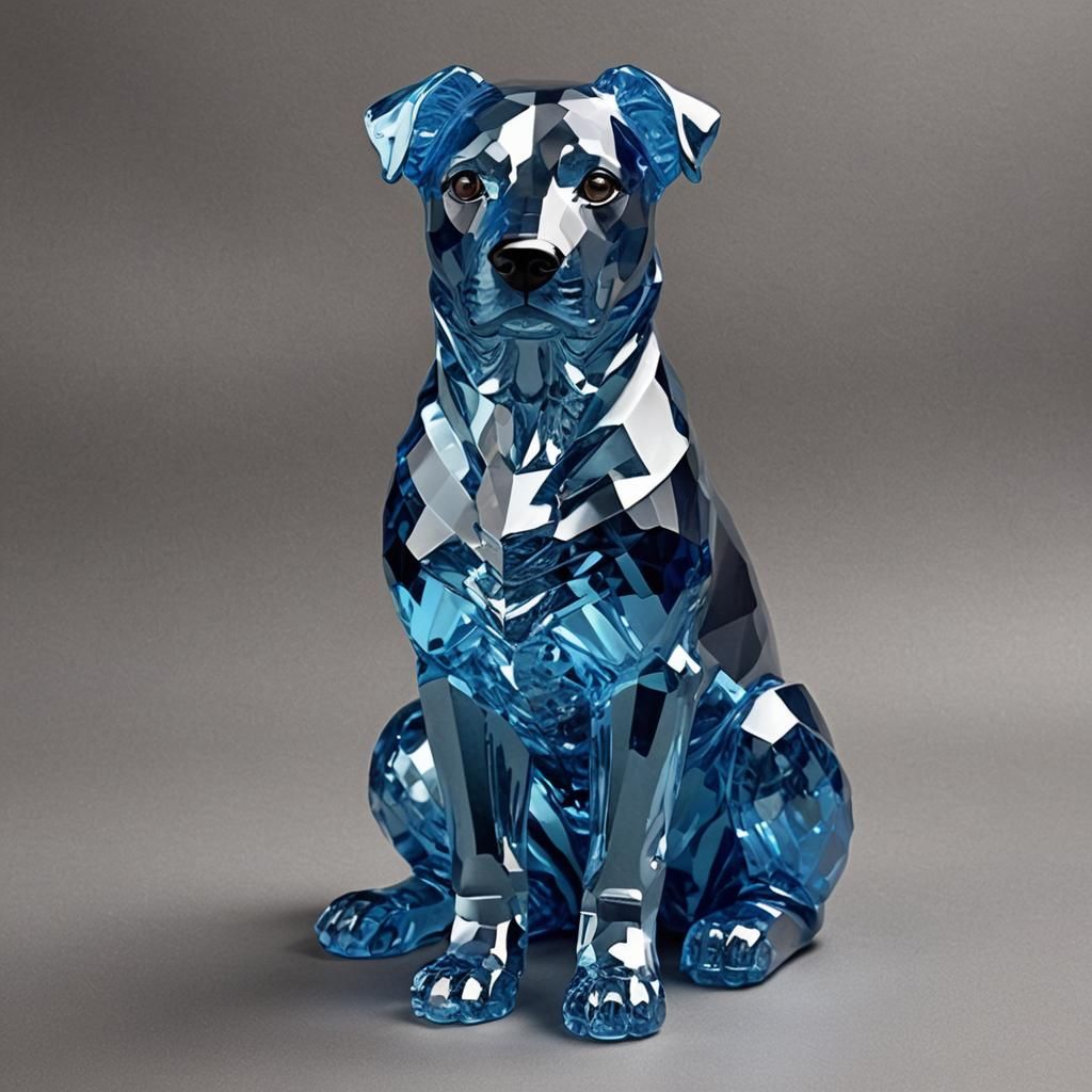 Blue Crystal Dog Sculpture