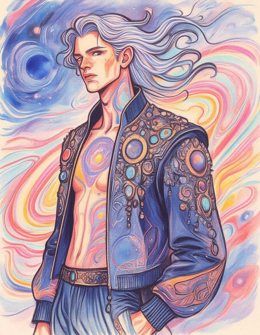 Psychedelic Watercolor Painting with Swirls and Spirals