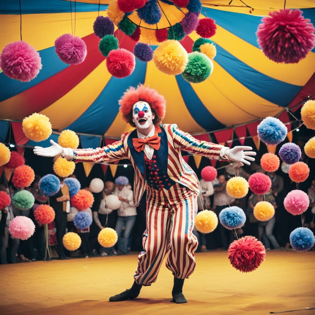 A juggling clown.