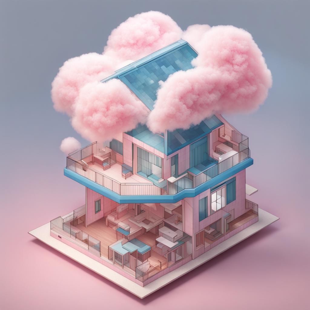 Cotton Candy Cloud House: Isometric View