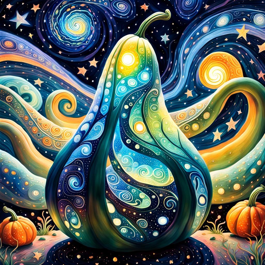 Glowing Gourd with Cosmic Astral Images