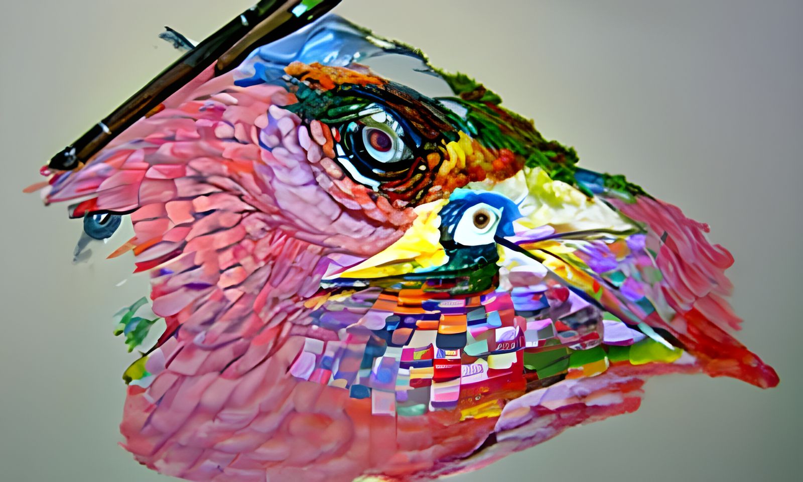 Watercolor Wing Filled with Birds in Photorealistic Style