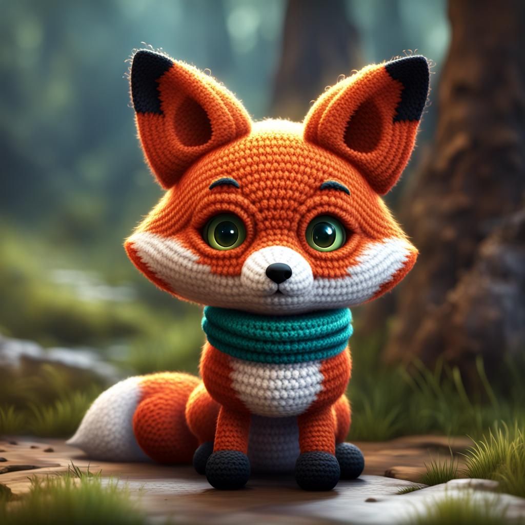 Crochet Fox Detailed Matte Painting