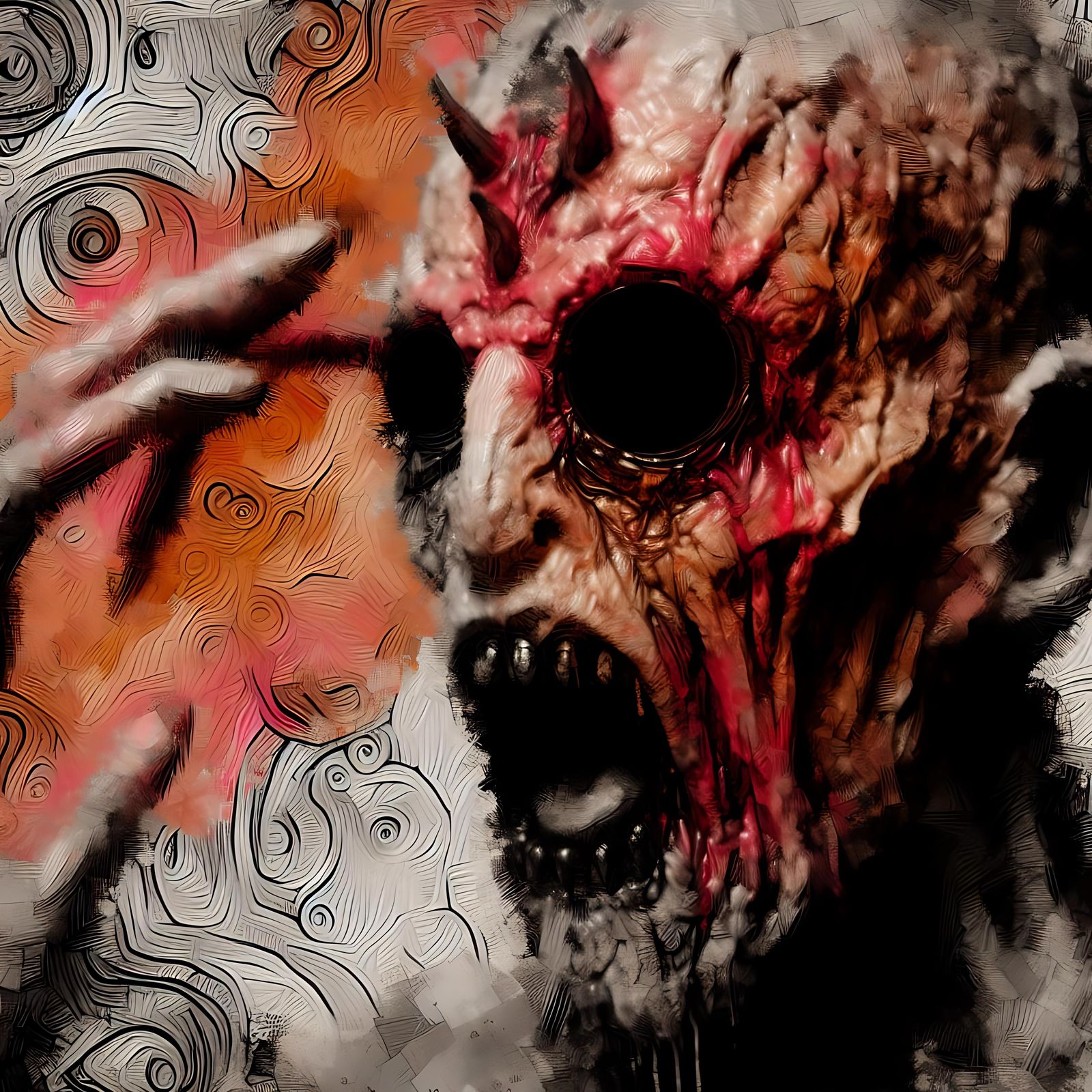 Unsettling Abstract Art in Charcoal and Acrylic