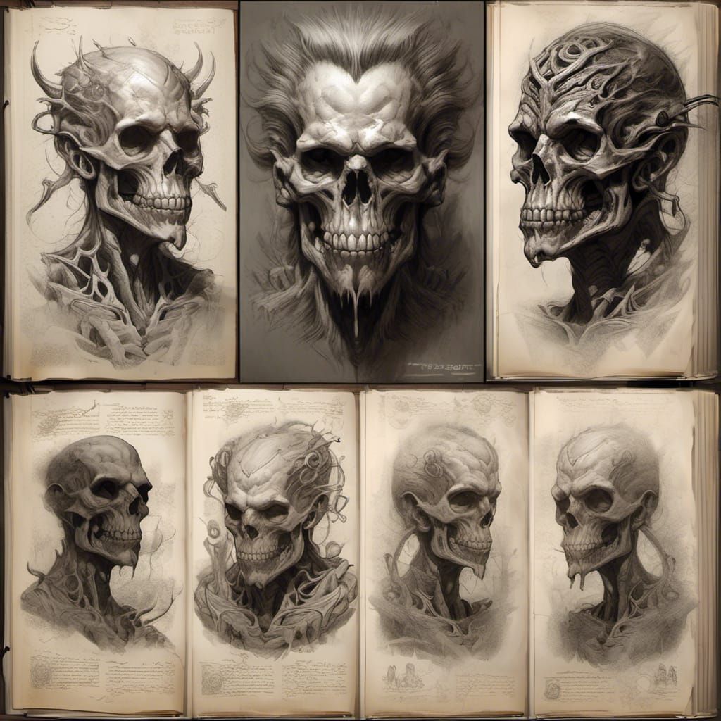 Necronomicon Pages: Anatomical Creature Drawing