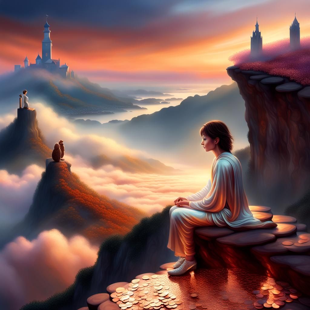 Ethereal Penny Cliff Fantasy in Painterly Style