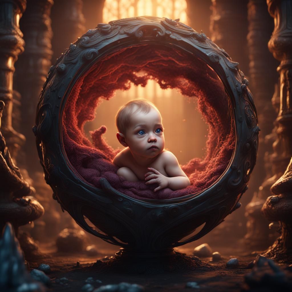 Detailed Matte Painting of Baby in Womb