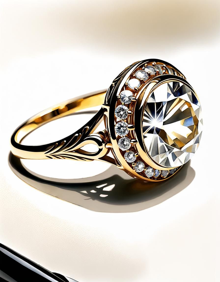 Edwardian Engagement Ring Watercolor Sketch