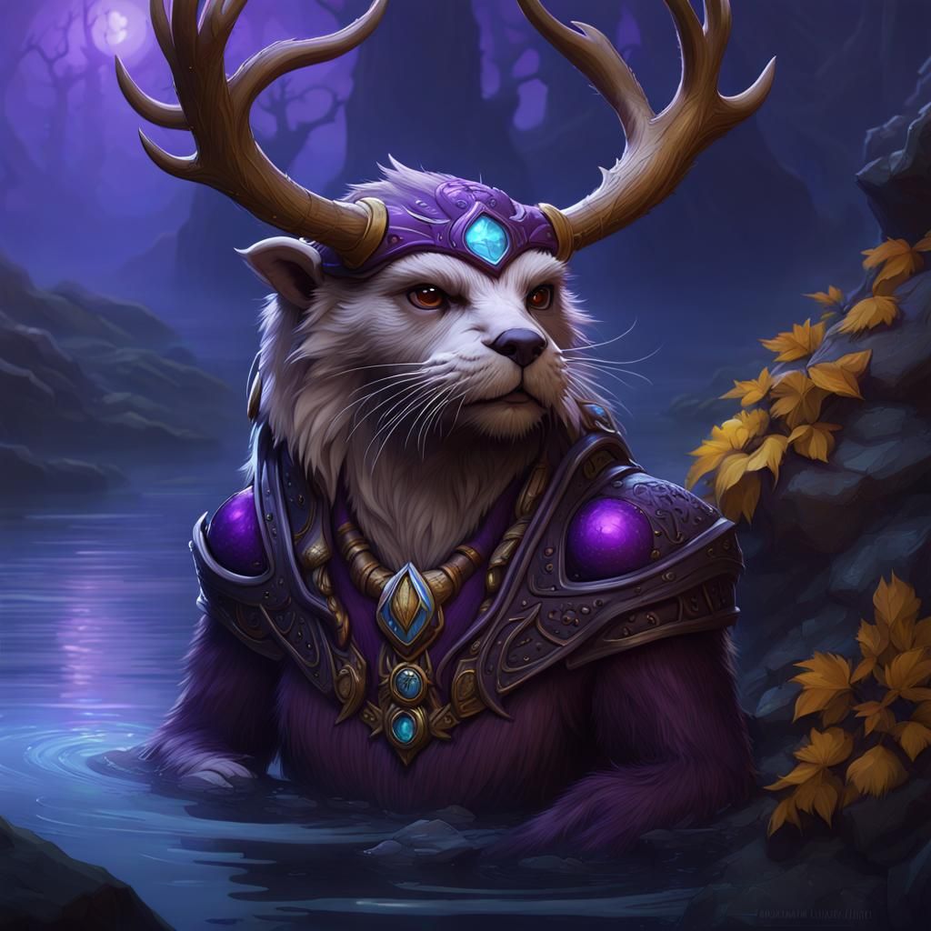 Night Elf Moonkin Otter: Dark Fantasy Concept Art