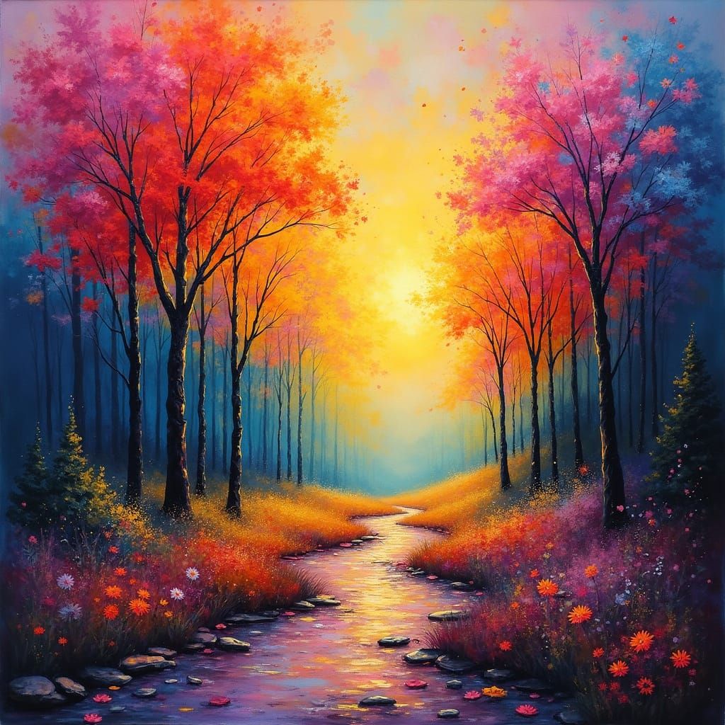 Vibrant Colors Dancing in Harmony, in Impressionist Style