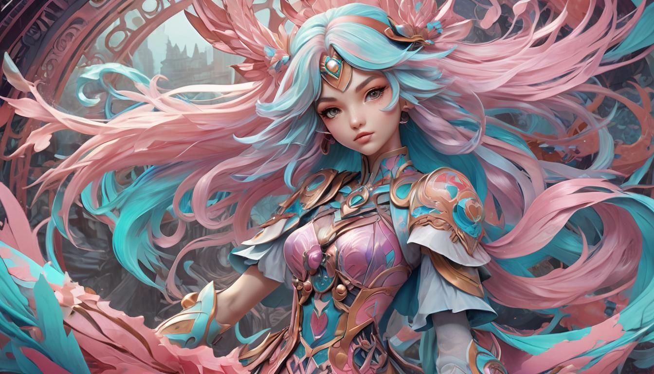 Pokémon Girl Dawn Art Nouveau Concept Art Portrait