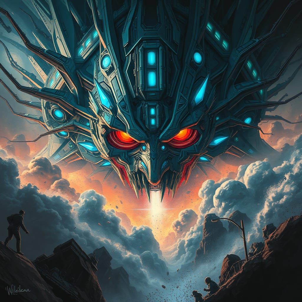 Ethereal Maelstrom with Piercing Gaze in Sci-Fi Style