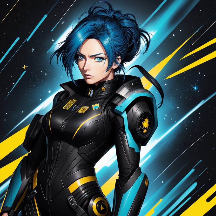 Anime Mech Pilot in Vibrant Space Art