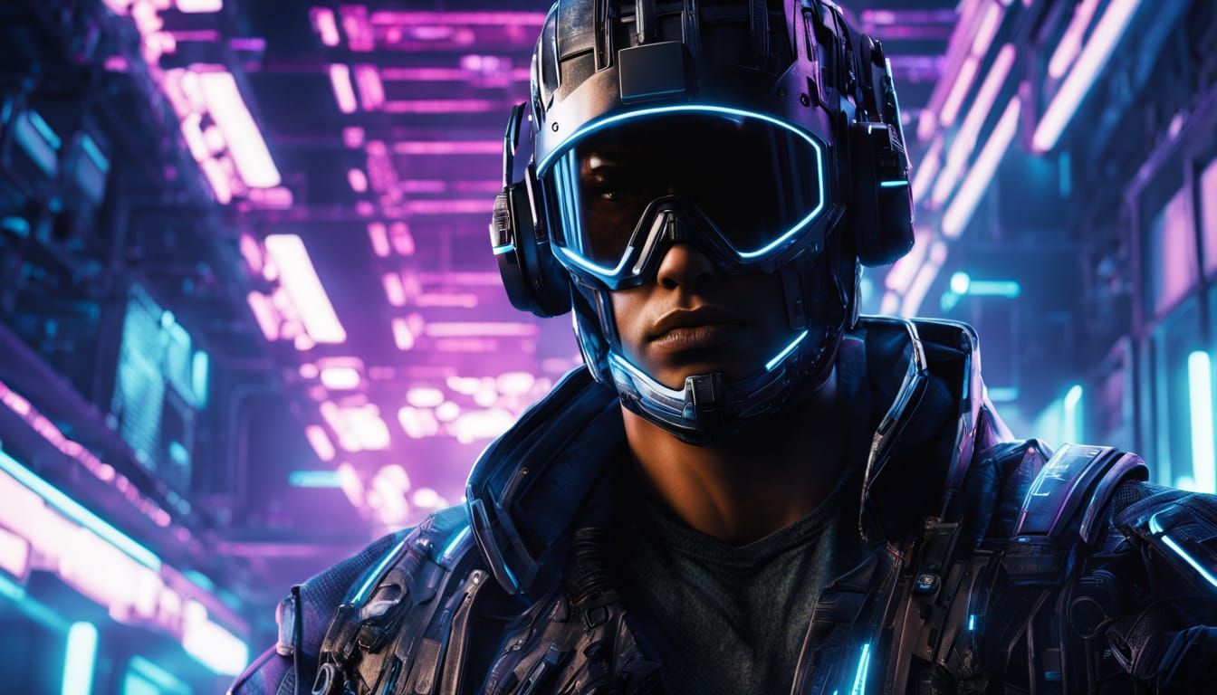 Stealth Assassin in Tron-Inspired Cybernetic Suit