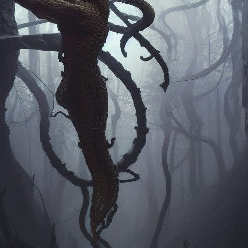 Detailed Snake Man in Dark Fantasy Style