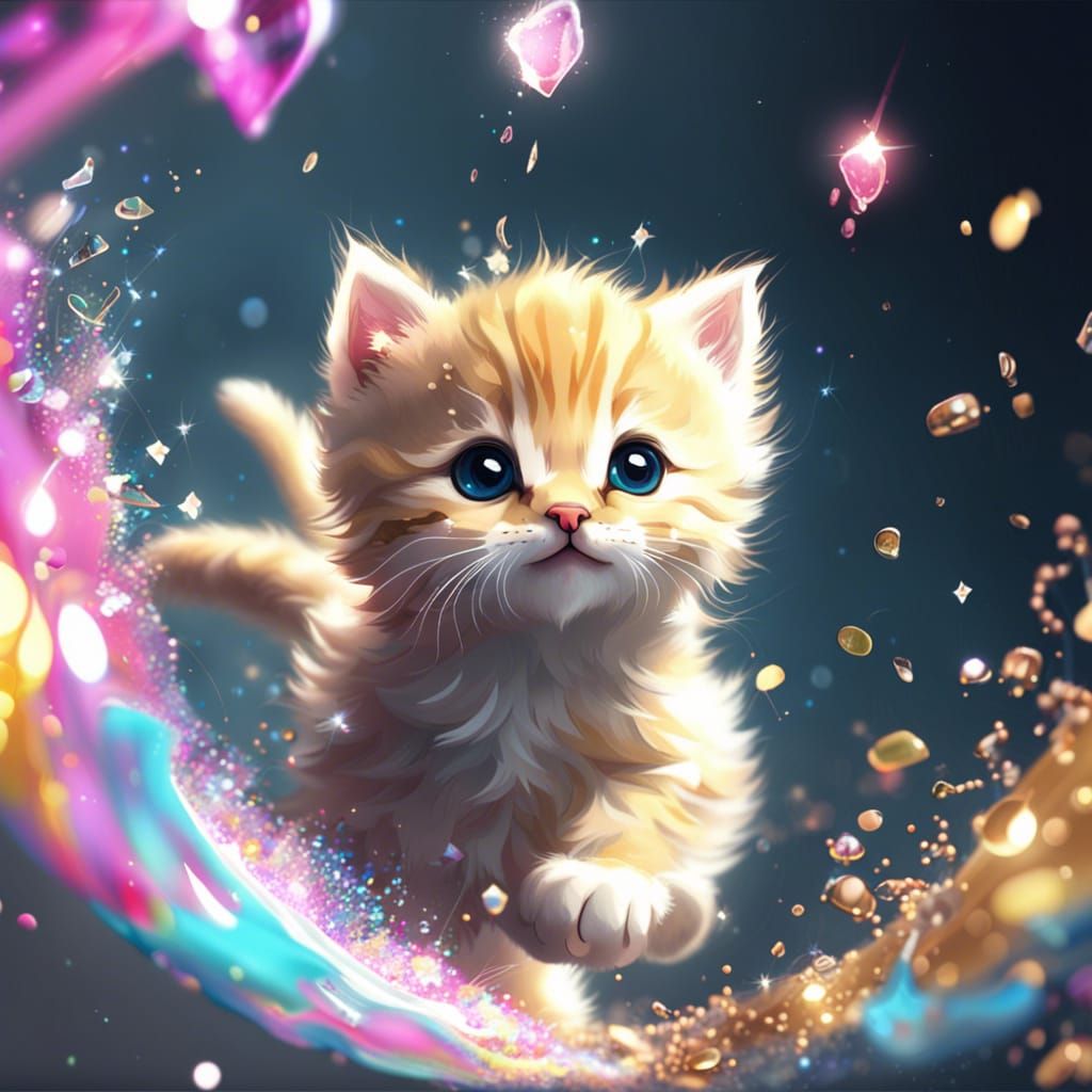 Sparkling Kitten Splash Art in 4K