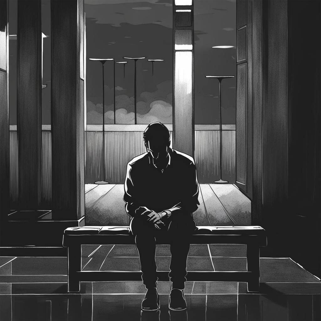 Sad Man in Solitude: An AI-Generated Image