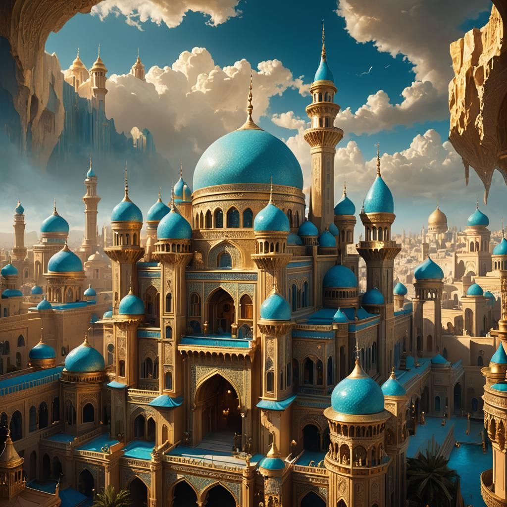 Golden Arabian Palace: Fantasy Concept Art