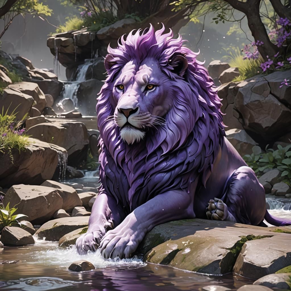 Purple Lion by Creek: 3D Anime Art
