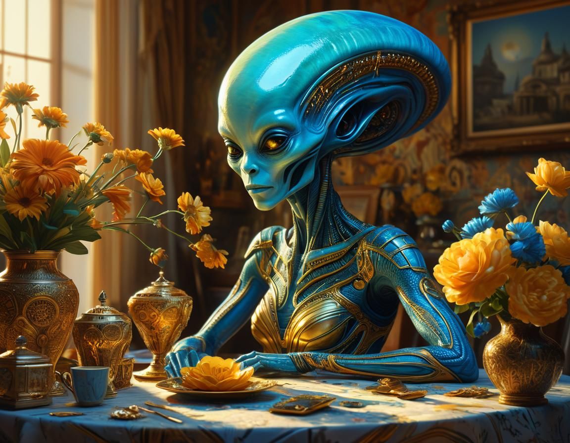 Alien Woman Portrait in Hyper-Realistic Digital Art