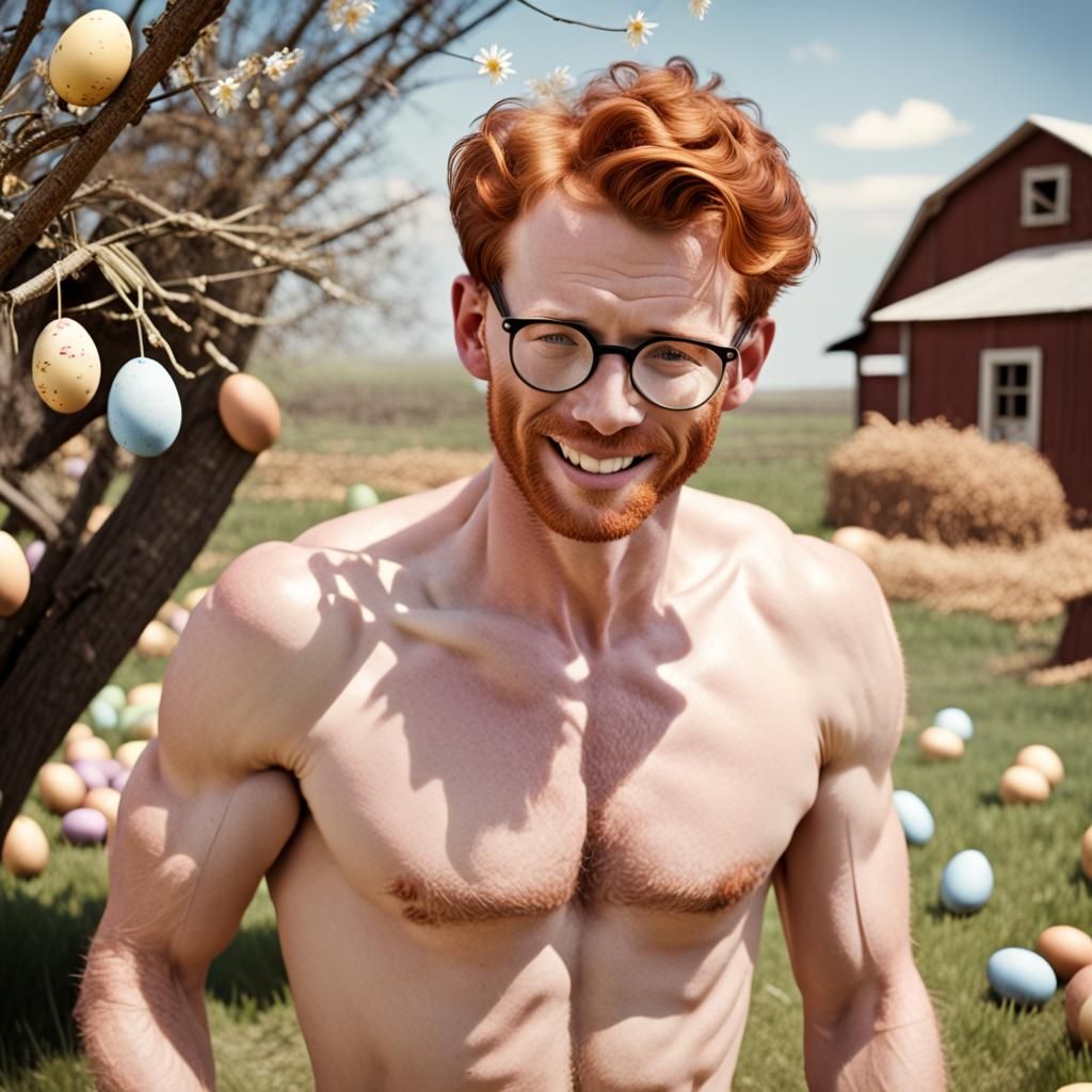 Retro 1950s Farmer Wiping Sweat After Easter Prep