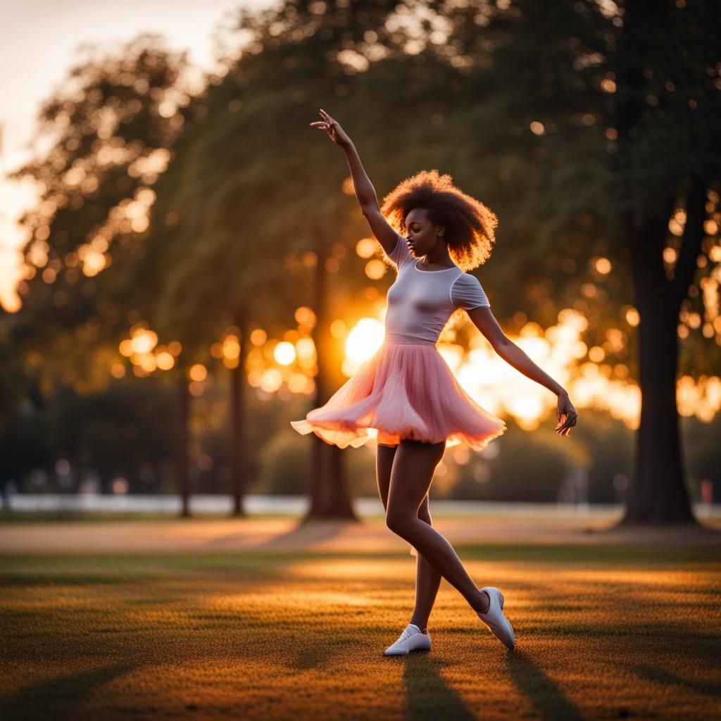 Ballerina Dancing En Pointe at Sunset