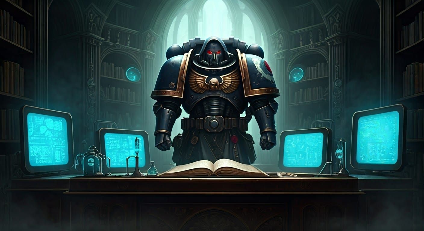 Ornate Space Marine Apothecary Portrait in Library