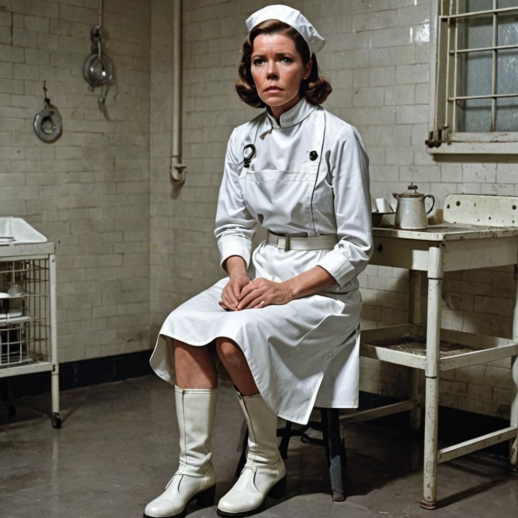 Vintage Nurse in 1930s Asylum Cell