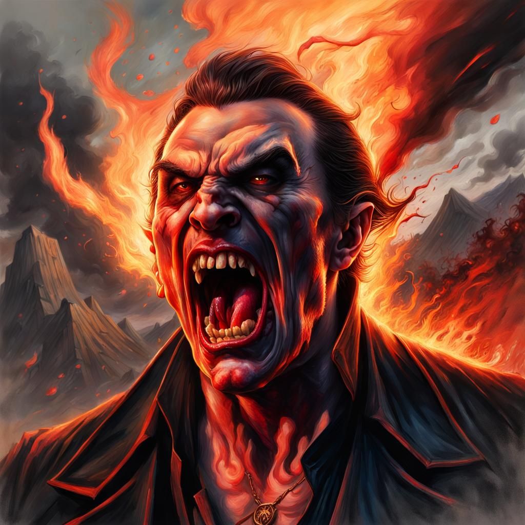 Vampire's Torment: Sunrise Burns in Hyperrealistic Detail