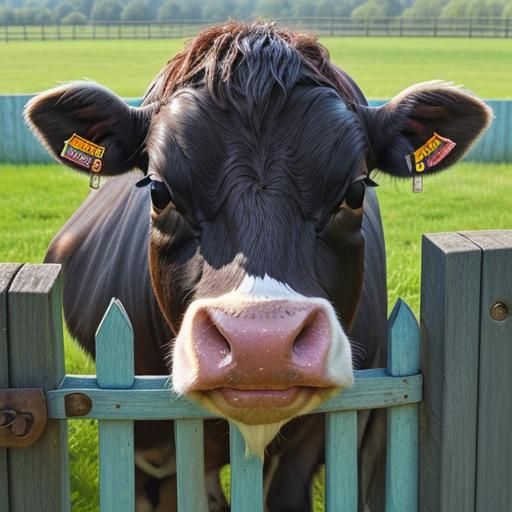 Cute Cow and Robin Watercolor Painting