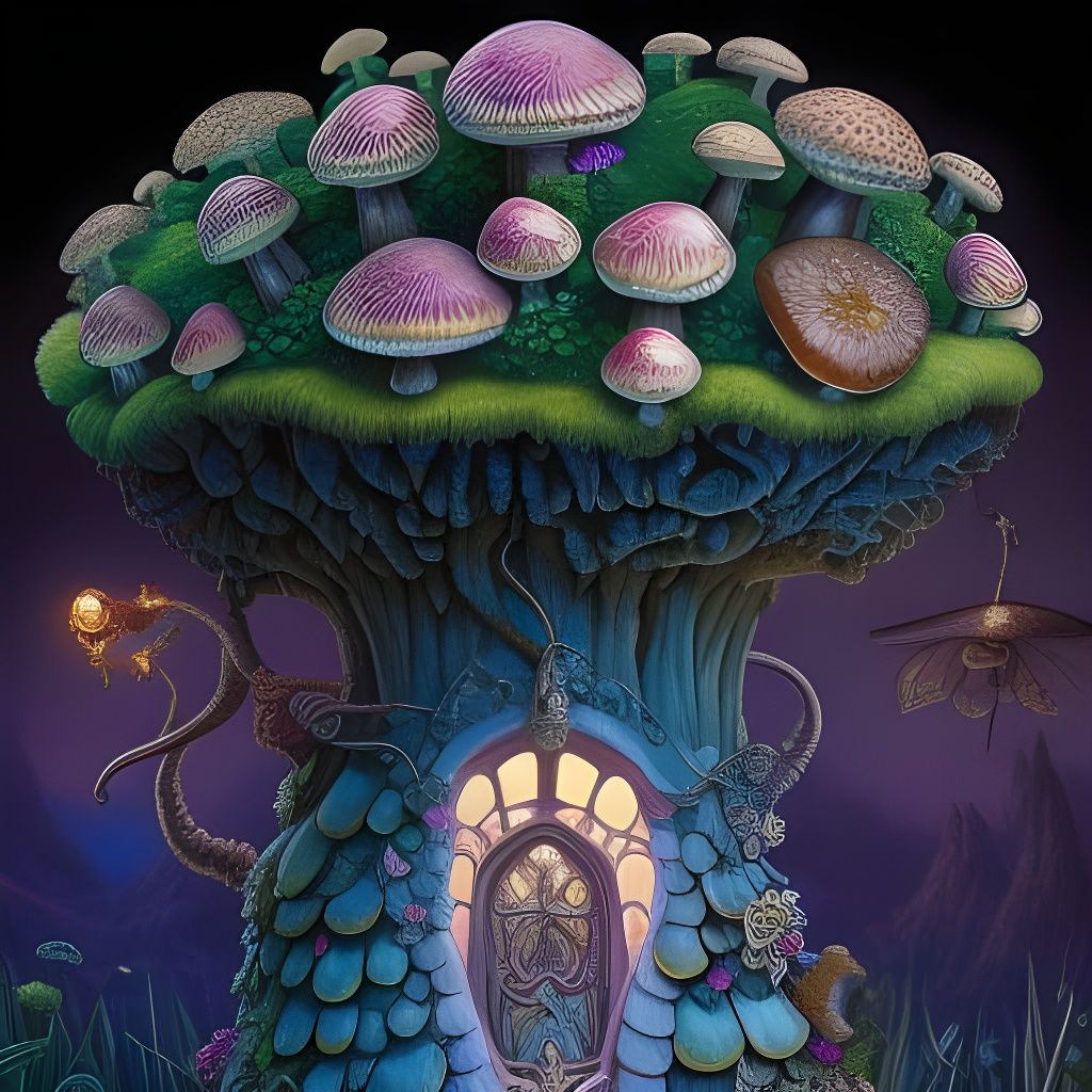 Fairytale Shroompunk Mansion in a Lavender Wonderland