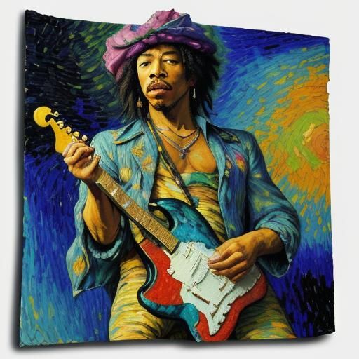 Jimi Hendrix in Neo-Impressionist Expressionist Style