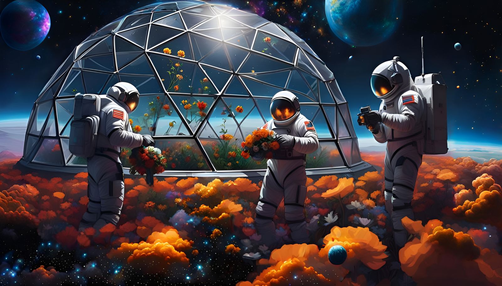 Shimmering Galaxy Clouds in Polychromatic Graffiti Style