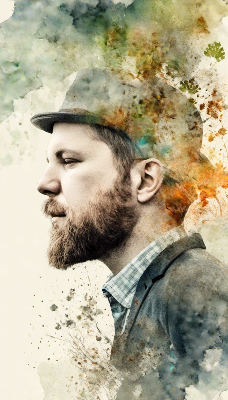 Meadow Head Bonfire in Double Exposure Splash Art