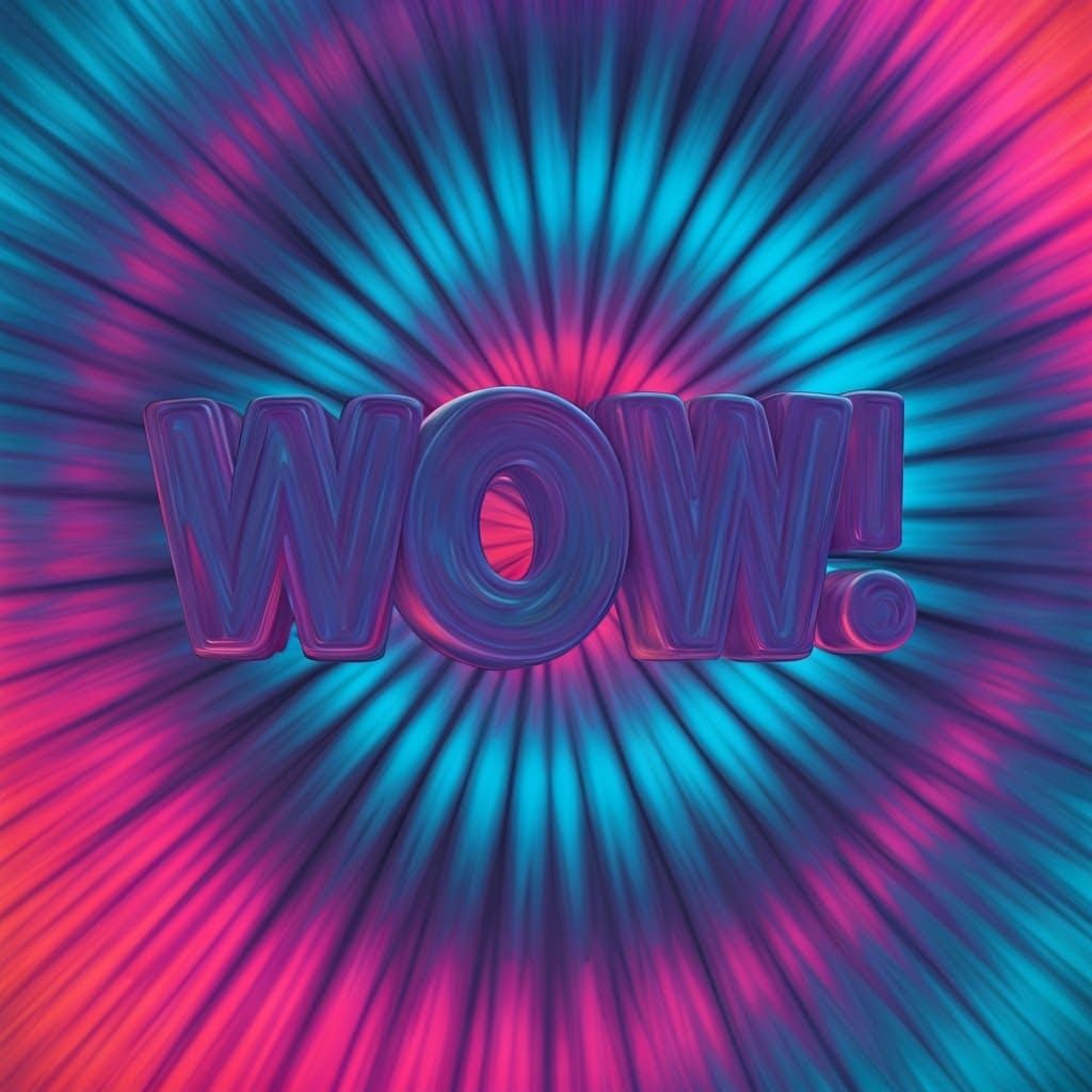 Psychedelic Tie-Dye "WOW!" in Pop Art Style