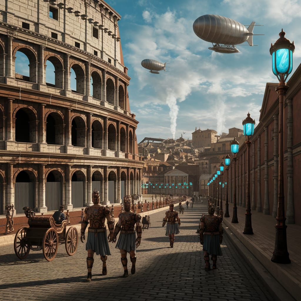 Ancient Rome Transformed into a Steam-Powered Metropolis