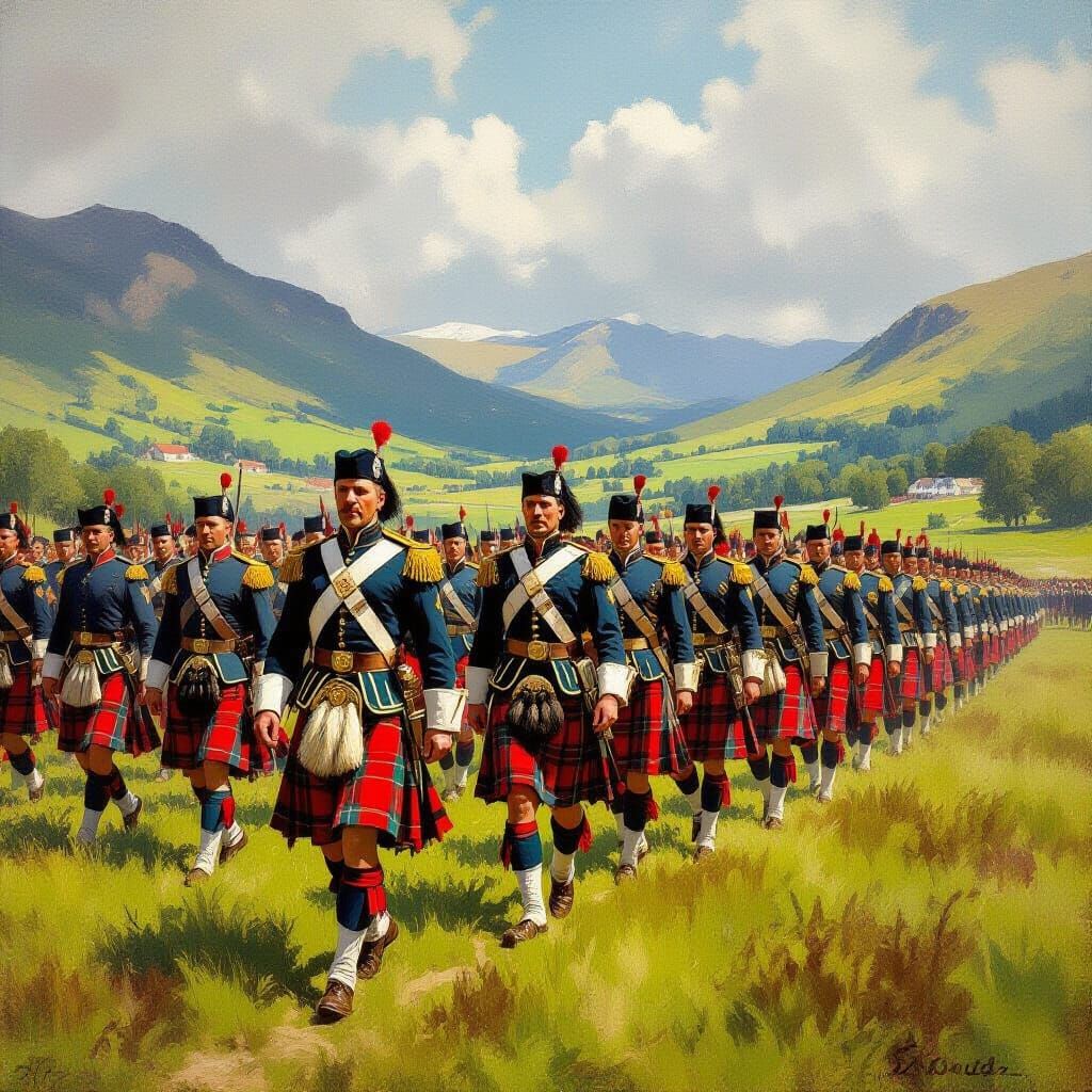 Scottish Pride: Tartan Kilts on Rolling Green Hills