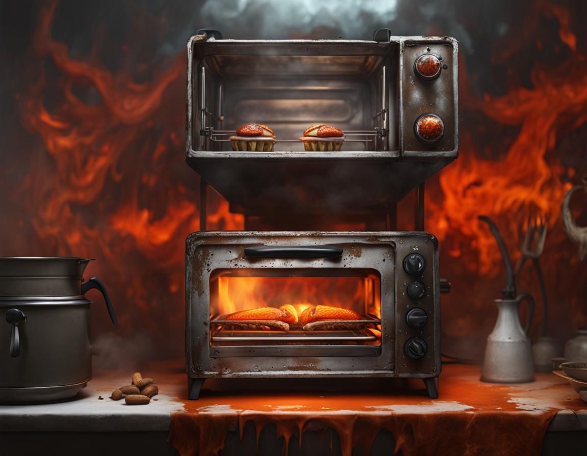 spilled grease fire toaster oven