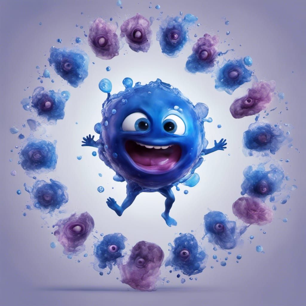 Surreal Blue Jello Blob with Human Features